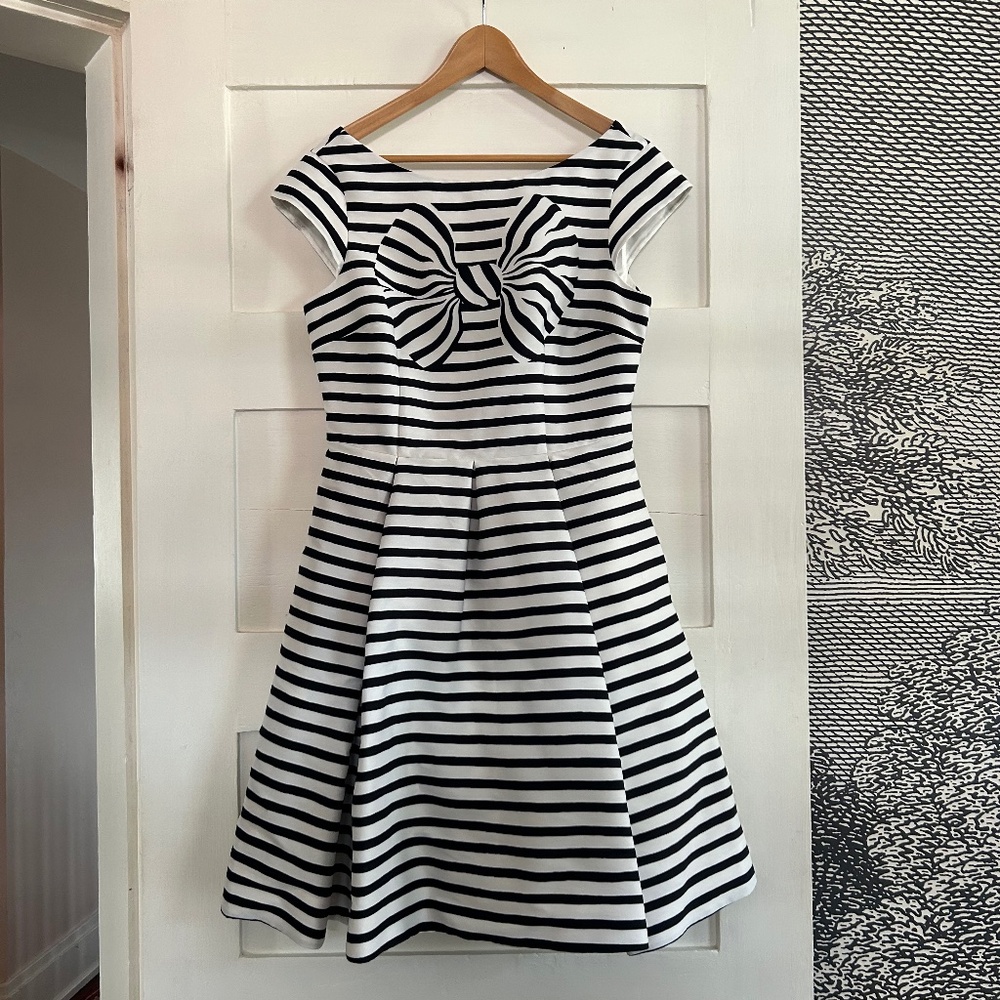 NWT Kate Spade Striped Fit N Flare Dress Size 10 With Pockets